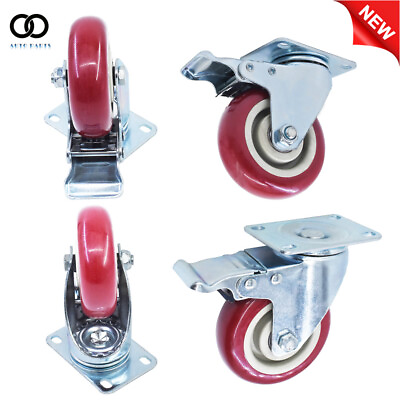 #ad 4Pcs 4 Inches Caster Wheels Locking Casters with Brake Swivel Plate Castors $30.15