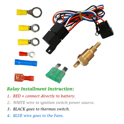 #ad Electric Radiator Engine Fan Temperature Switch Kit Thermostat Relay Kit $11.99