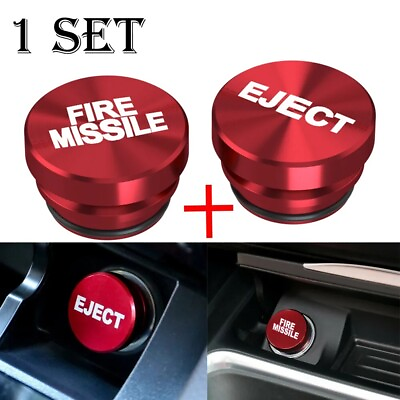 #ad 2Pcs Car Fire Missile Eject Button Cigarette Lighter Plug Cover Accessories 12V $3.99