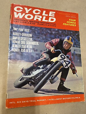 #ad December 1965 Cycle World Magazine Pre Owned Honda 305 Scrambler Honda 450 $16.50