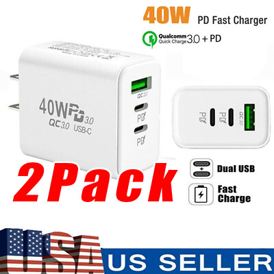 #ad Dual PD 40W Fast Wall Charger Power Adapter For iPhone 15 Pro Max 14 13 Plus US $12.49