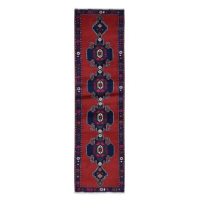 #ad 2#x27;6quot;x9#x27;3quot; Red New Zoroastrian Khamadan Pure Wool Hand Knotted Runner Rug R87395 $293.40