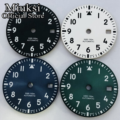 #ad Miuksi 29mm black white blue green watch dial fit NH35 ETA 2824 2836 Miyota8215 $13.52