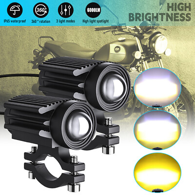 #ad 2x 60W LED Driving Fog Light Amber White Projector Lamp Headlight Motorcycle ATV $19.99