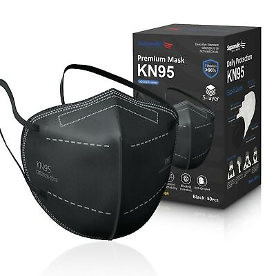 #ad 10 50 100 Pcs Black KN95 Protective 5 Layer Face Mask BFE 95% Disposable Masks $9.99
