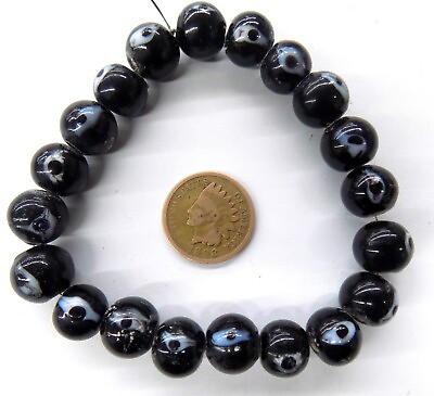 #ad 20 Glass Spirit Eye Beads Native African Trade Bin 66 $20.00