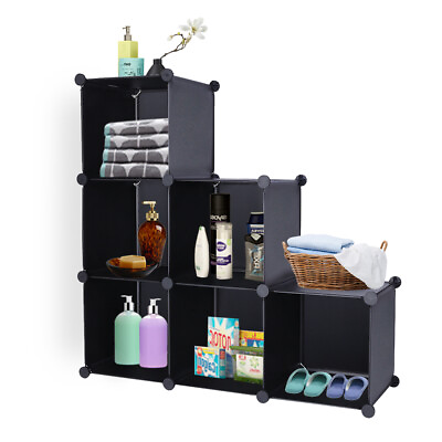 #ad Cube Storage Organizer DIY Plastic 6 Cube Closet Storage Shelves Cabinet Modular $24.49