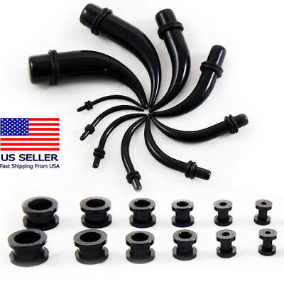 #ad Pair Set Black Screw Fit Gauges Ear Plugs amp; Claw Tapers Stretching Expanding Kit $1.99