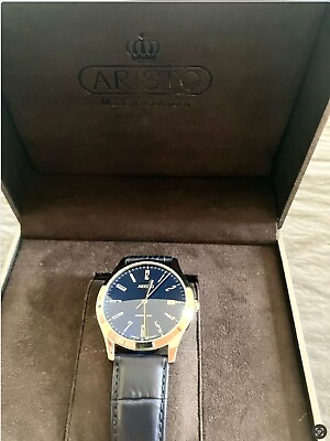 #ad Aristo Bauhaus 38 Midnight Blue 4H129 Sapphire Men#x27;s Watch NEW W TAGS $400.00