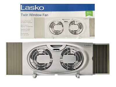#ad Lasko W07350 Twin Window Fan 10.15quot; H X 7quot; D 2 Speed White $34.00