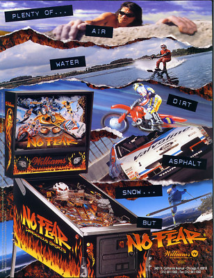 #ad No Fear Pinball FLYER Original NOS Game Artwork 1995 Dangerous Sports Retro Art $15.20