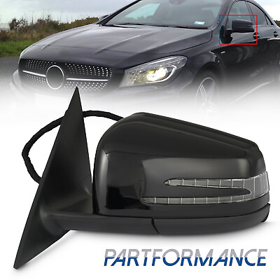 #ad BLACK LEFT DRIVER MIRROR WITH BLIND SPOT FIT FOR mercedes 14 18 CLA250 CLA45 $189.04
