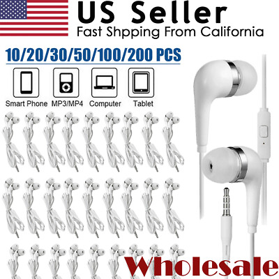 #ad 1 200PCS 3.5MM White Earphone Headphones Earbuds For Samsung iPhone PC Wholesale $5.81