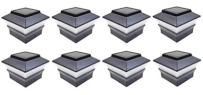 #ad 4X4 Relightable 8 Pack Solar Black 4quot;x4quot; Square Deck Post Fence Light LED PL244B $50.99