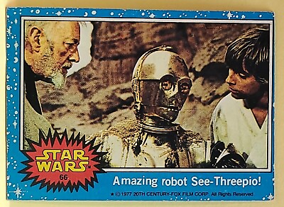#ad #66 1977 Star Wars Trading Card C 3PO Luke Series 1 Blue Border Original Topps $5.50