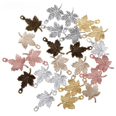 #ad 100Pcs Maple Leaf Mixed Charms Pendant DIY Jewelry Making Accessory for Bracelet $10.99