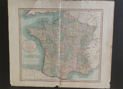 #ad CARTE A NEW MAP OF FRANCE DIVISION PROVINCES BY JOHN CARY 1806 $30.00