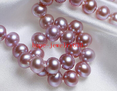 #ad GORGEOUS AAA 8 9MM GENUINE NATURAL SOUTH SEA PURPLE ROUND PEARL NECKLACE 18quot; $89.99