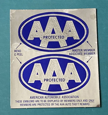 #ad AMERICAN AUTOMOBILE ASSOCIATION PROTECTED ORIGINAL FOIL STICKER DECAL RACING * C $9.99