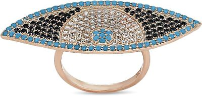 #ad Evil Eye Ring Simulated Turquoise amp; Cubic Zirconia 14k Rose Gold Plated Silver $47.01