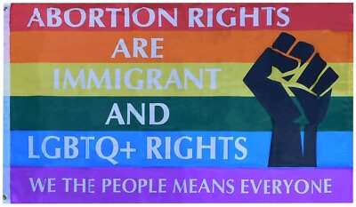 #ad Abortion Rights Rainbow Gay Pride 3x5 3#x27;x5#x27; Rough Tex Woven PRINTED Nylon Flag $10.88