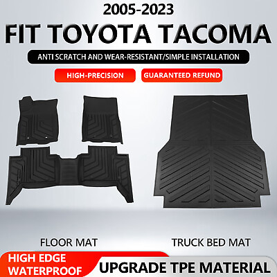 #ad For 2005 2023 Toyota Tacoma Floor Mats Bed Mats Trunk Bed Liners All Weather TPE $89.99