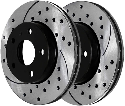 #ad Autoshack PR44170LR Front Drilled Slotted Brake Rotors Black Pair of 2 Driver an $111.99