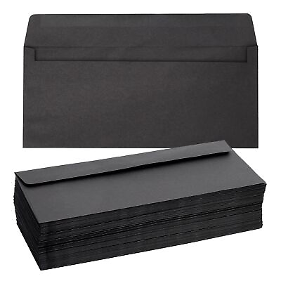 #ad 100 Pack #10 Black Business Envelopes for Mailing 4 1 8 x 9 1 2 In $16.39