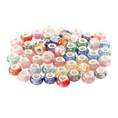#ad 50 Pcs Glass European Spacer Charms Beads Large Hole for Crafts Bracelets $14.56
