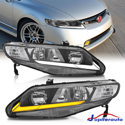 #ad Pair LED DRL Sequential Signal Headlights Lamps For 06 11 Honda Civic FA Sedan $188.95