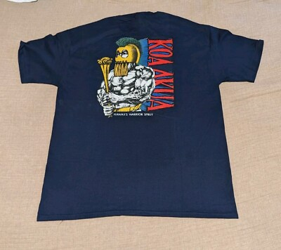 #ad Vintage NOS 90#x27;s Hawaiian Strength Hawaiian Power Shirt XL Koa Akua Warrior $39.99