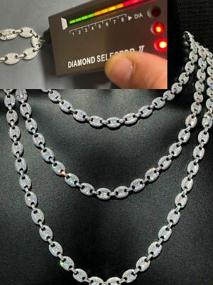 #ad Puff Gucci Link Chain Out ICED Moissanite Pass Diamond Test 925 Silver 8mm Thick $507.58