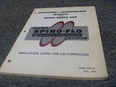 #ad Ingersoll Rand DXL1050 Air Compressor Parts Catalog Operator Maintenance Manual $146.66