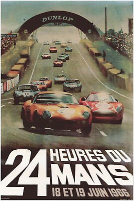 #ad Vintage Racing Travel Poster Le Mans 24 Heures 1966 Racing Auto Posters $24.99
