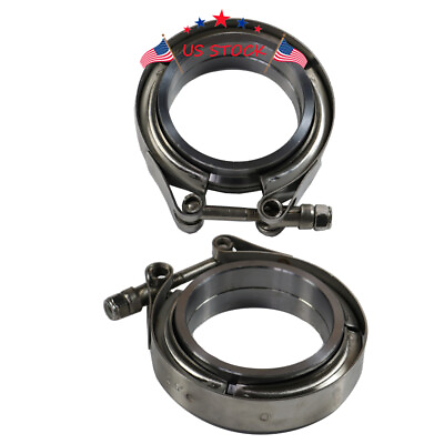 #ad 2 X 2.5quot; V Band Flange amp; Clamp Kit Fits Stainless Steel Turbo Exhaust Downpipes $26.99