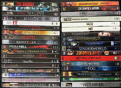 #ad Lot of 35 Horror Movies Used Previewed DVD Specific Titles Listed $34.99