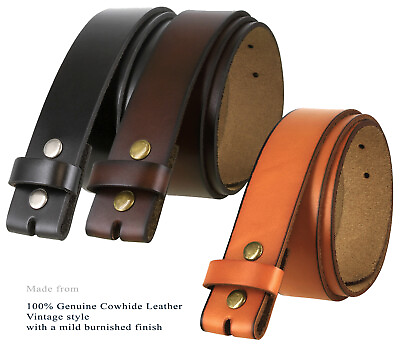 #ad Genuine Leather Belt Strap Casual Belt with Snaps 1 1 2quot; Wide Replacement Strap $15.95