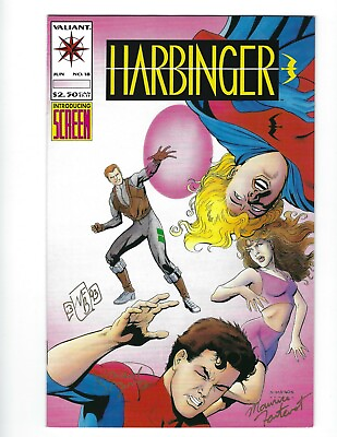 #ad HARBINGER # 18 1993 VALIANT SIGNED 3x NM comic super hero $12.00