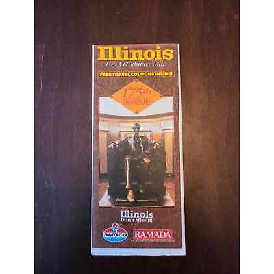 #ad Illinois 1993 Highway Map Courtesy of Amoco and Ramada $13.46