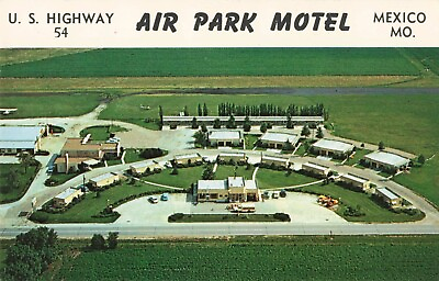#ad Postcard Air Park Motel East of Mexico Missouri Airport Adjoining $3.32