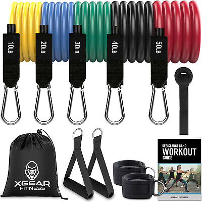 #ad 11Pcs Resistance Bands Set Home Workout Exercise Yoga Crossfit Fitness Training $21.99