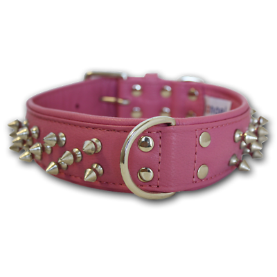 #ad Angel Pink Genuine Leather Studded Spiked Dog Collar Fits Neck Size 21quot; 25quot; $69.95