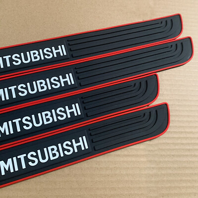 #ad For Mitsubishi Red Trim Rubber Car Door Scuff Sill Cover Panel Step Protector X4 $14.55