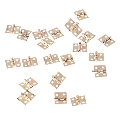 #ad 20pcs Cabinet Door Hinges Brass Plated Mini Hinge Small Decorative Jewelry $2.50