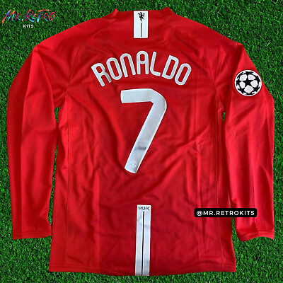 #ad Ronaldo #7 Manchester United 2008 UCL Long Sleeve Home Red Retro Jersey Size M $75.00