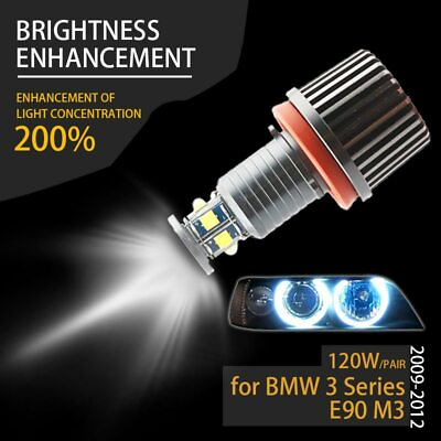 #ad Angel Eyes 120W H8 White Halo Ring LED Light for BMW 2009 2012 3 Series E90 M3 $29.99