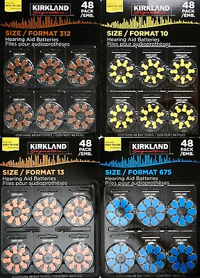 #ad Kirkland Signature 48 Hearing Aid Batteries Premium Zinc Air Sizes 10 13 312 675 $13.99
