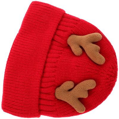 #ad Antler Knit Beanie Acrylic Parent child Santa Hat Reindeer Adult $13.39