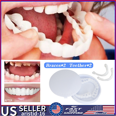 #ad Smile Snap On False Teeth Dental Veneers Denture UK Tooth Cover Upper amp; Bottom. $3.88