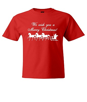 #ad Merry Christmas Santa Claus Xmas Holiday T Shirt Horses Christmas Funny Santa $16.14